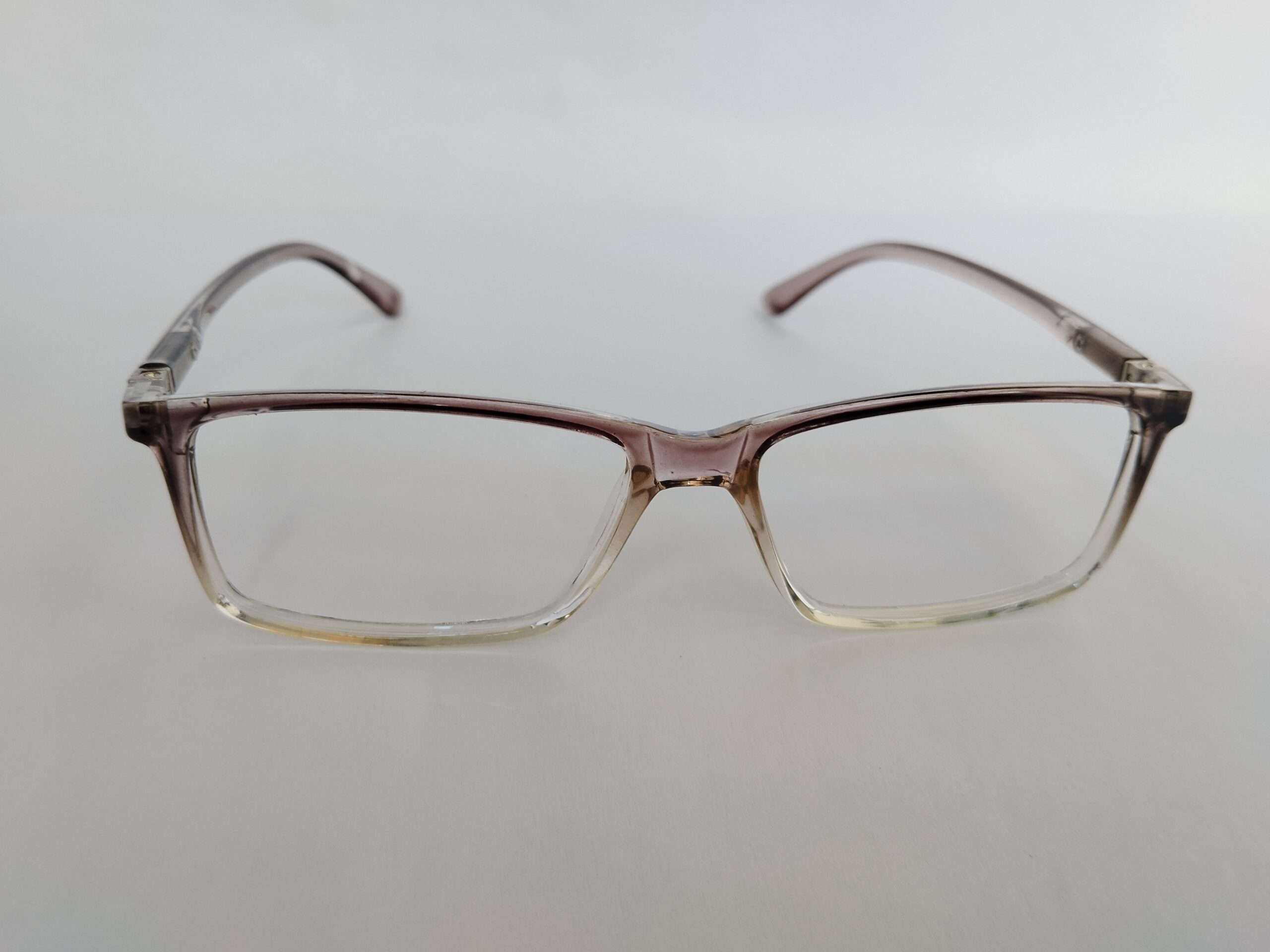 Light grey with white shade grey rectangle glasses with soft modern dual-tone design