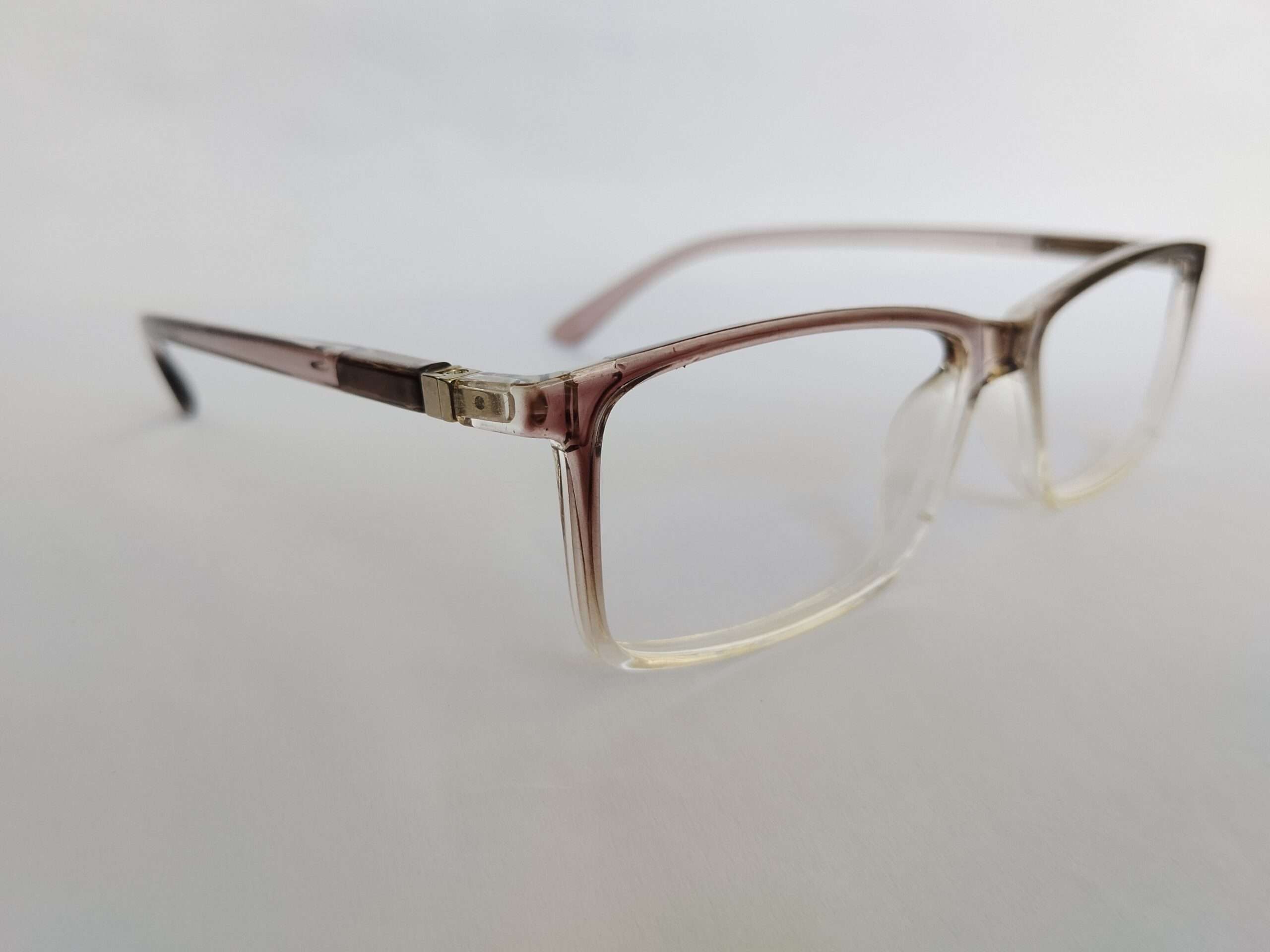 Light grey with white shade grey rectangle glasses with soft modern dual-tone design