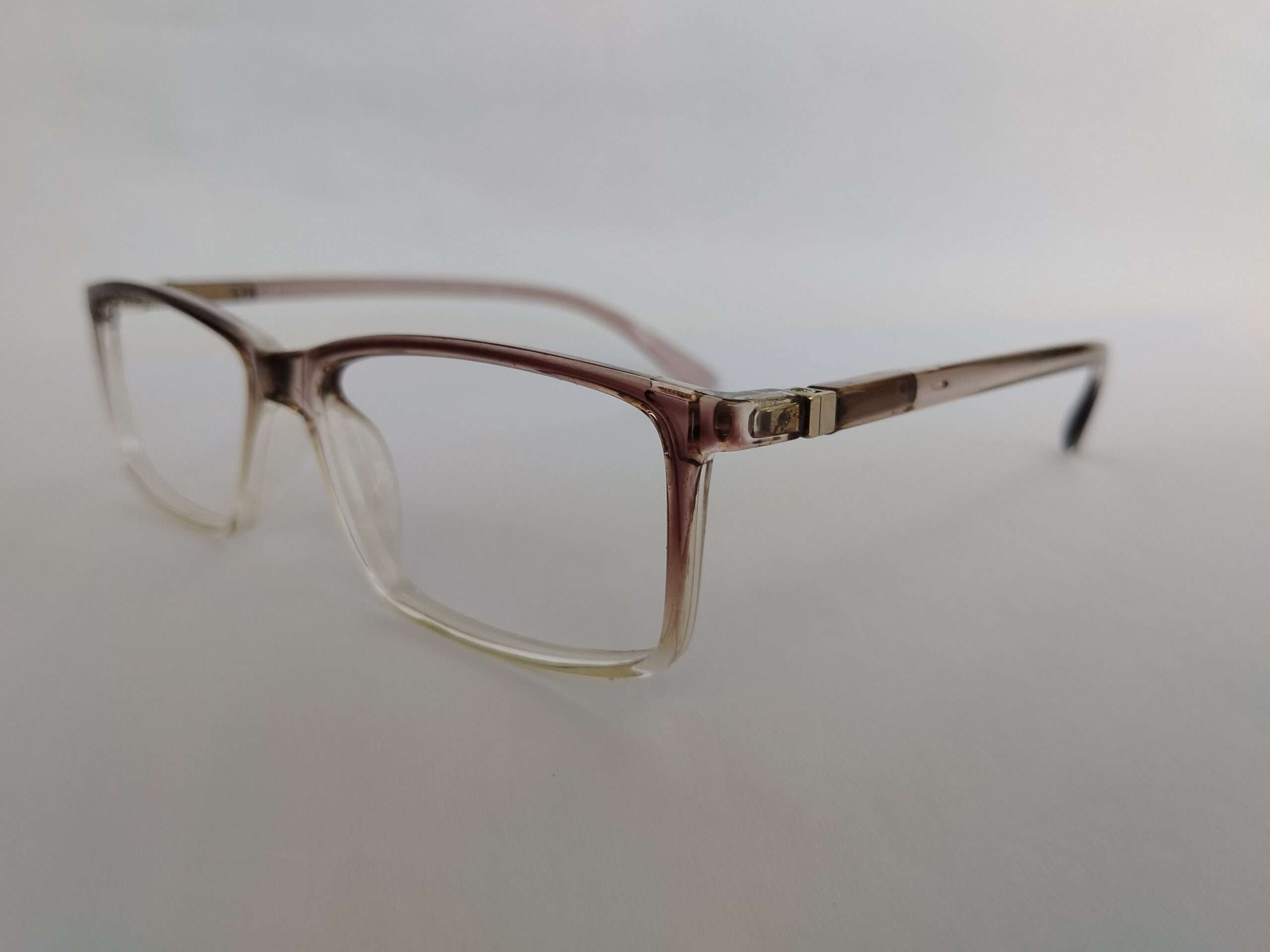Light grey with white shade grey rectangle glasses with soft modern dual-tone design