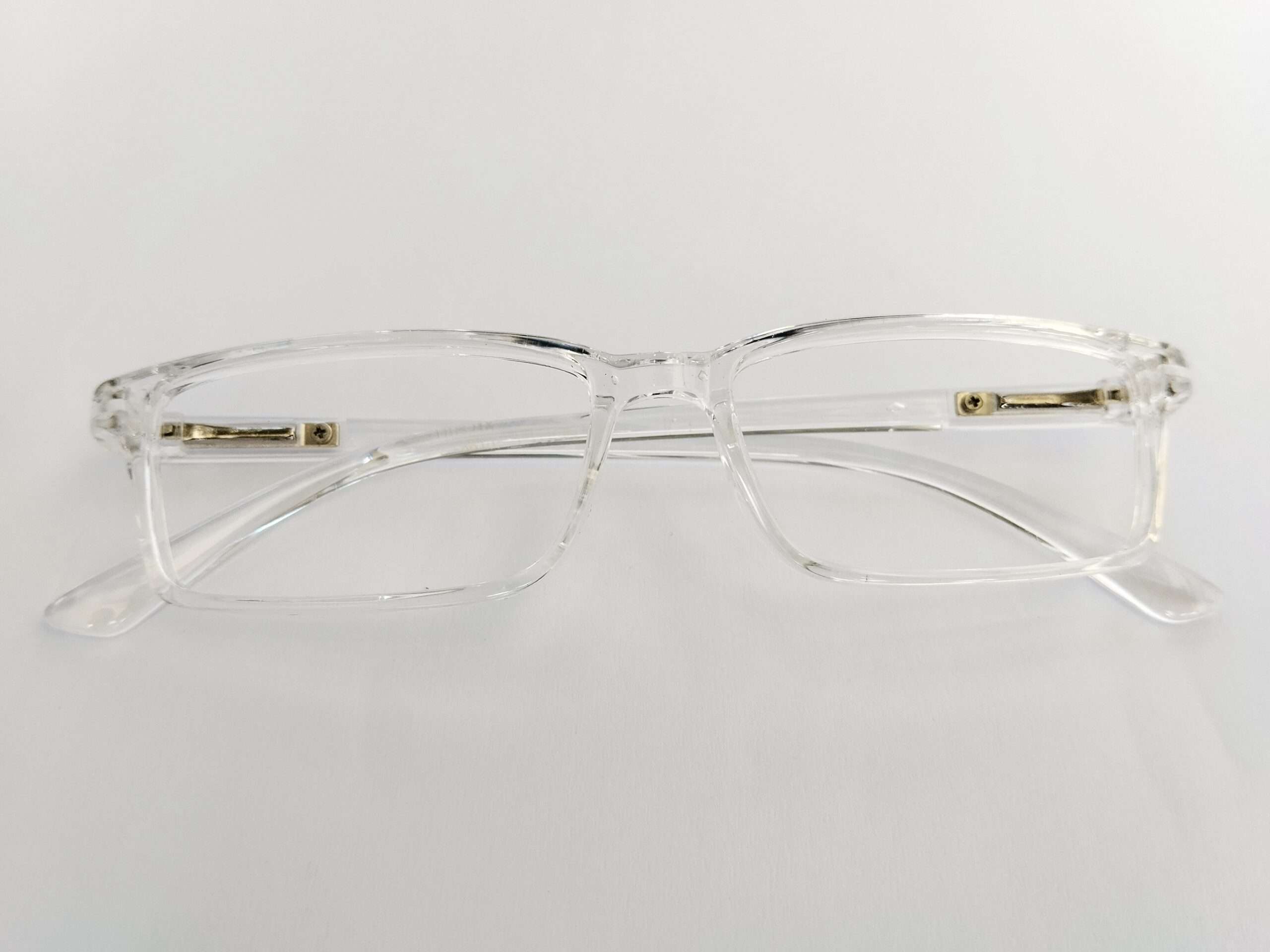 Crystal clear rectangle reading glasses with lightweight transparent frame design
