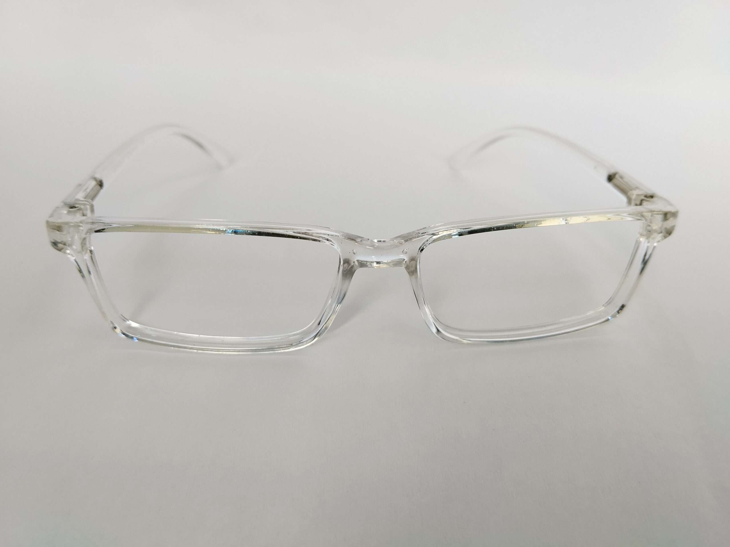 Crystal clear rectangle reading glasses with lightweight transparent frame design