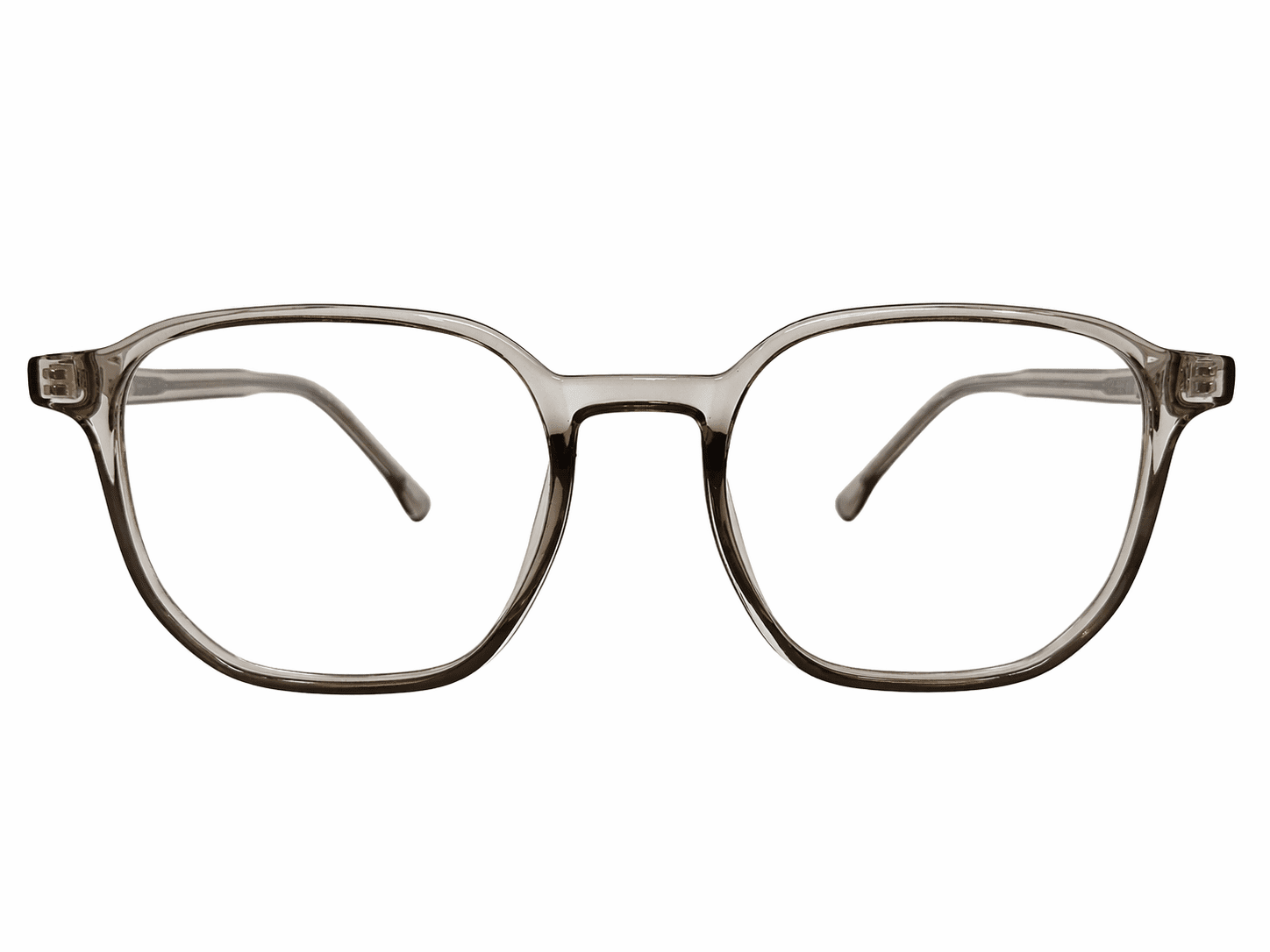Glossy grey octagon eyeglass frames with modern geometric design suitable for men and women