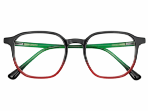 Black Red Octagon Eyeglass Frames
