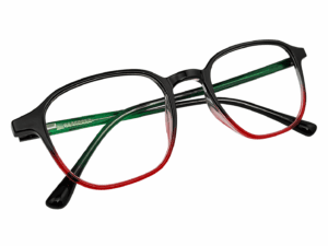 Black Red Octagon Eyeglasses