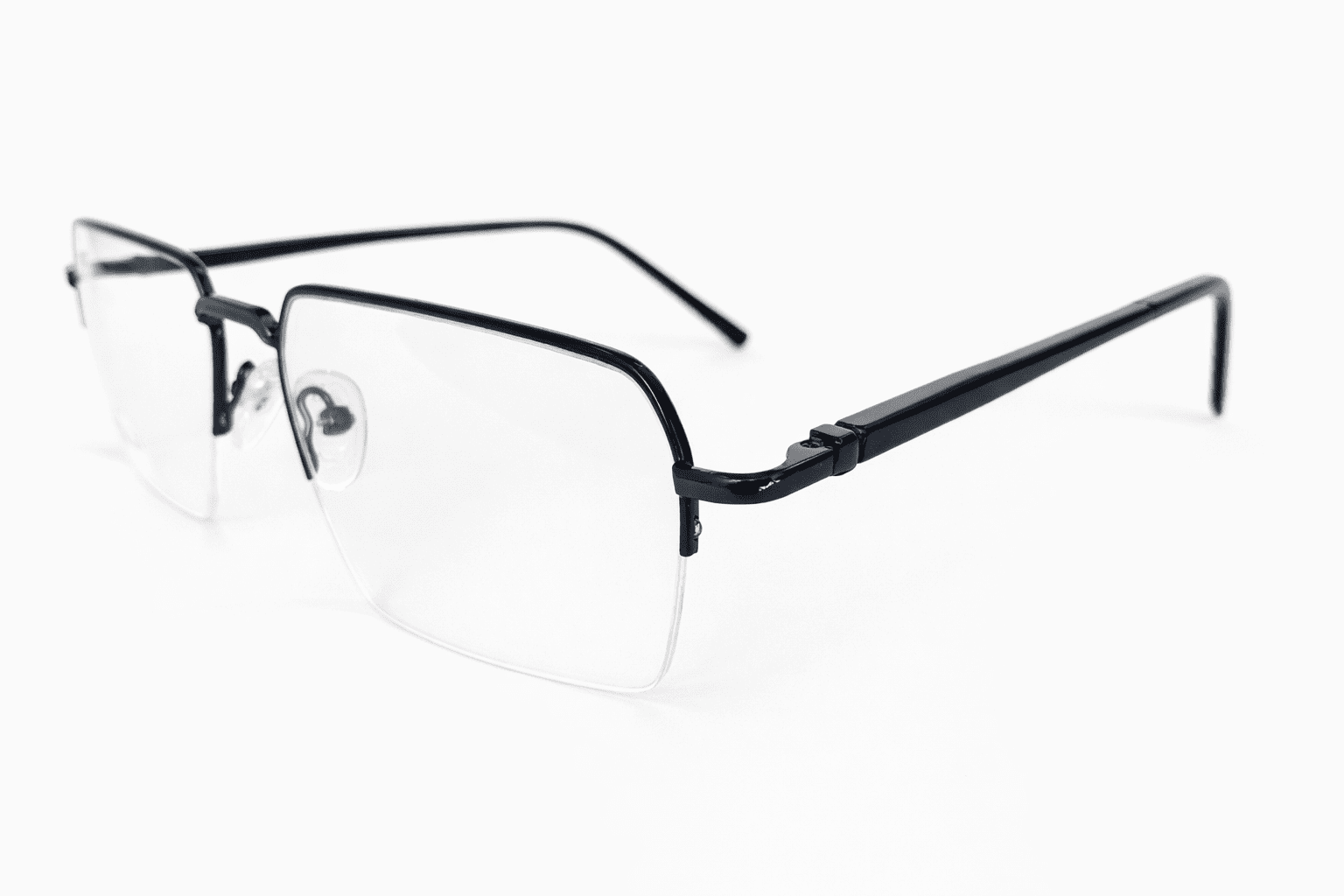 Black navy blue half frame glasses with sleek lightweight design for men and women