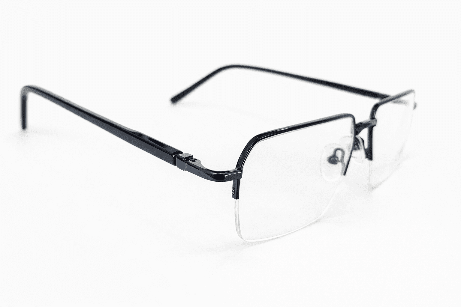 Black navy blue half frame glasses with sleek lightweight design for men and women