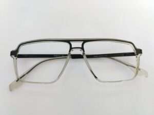Glossy Black Grey Aviator Square Eyeglasses