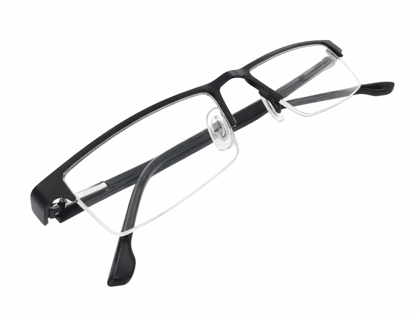 Black metal half frame reading glasses with lightweight structure and sleek minimalist design for daily reading comfort