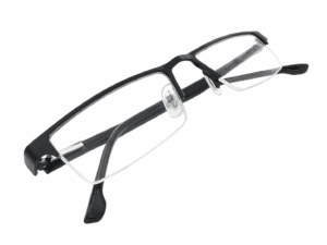Black Metal Half Frame Eyeglass Frames