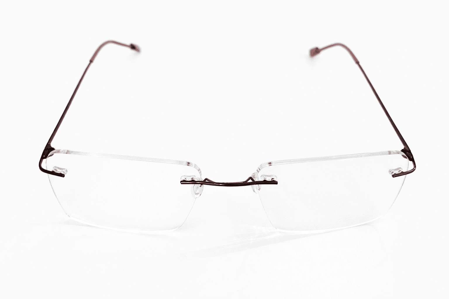 Maroon rimless rectangle glasses with lightweight stylish design for men and women