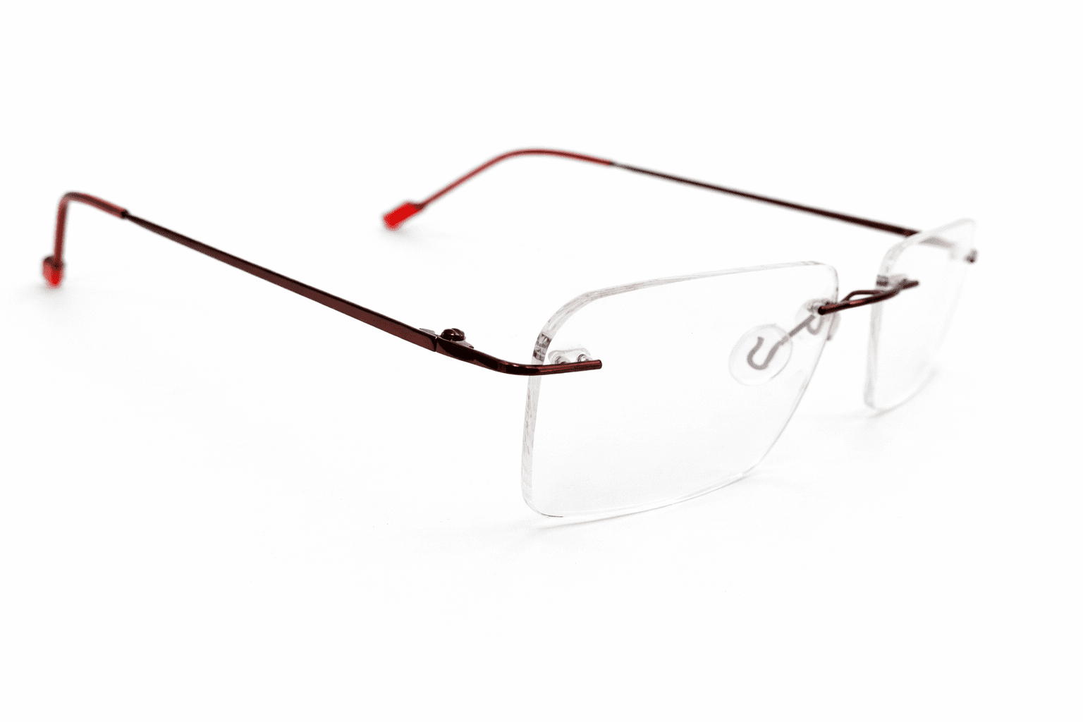 Maroon frameless computer glasses with lightweight digital protection design for men and women