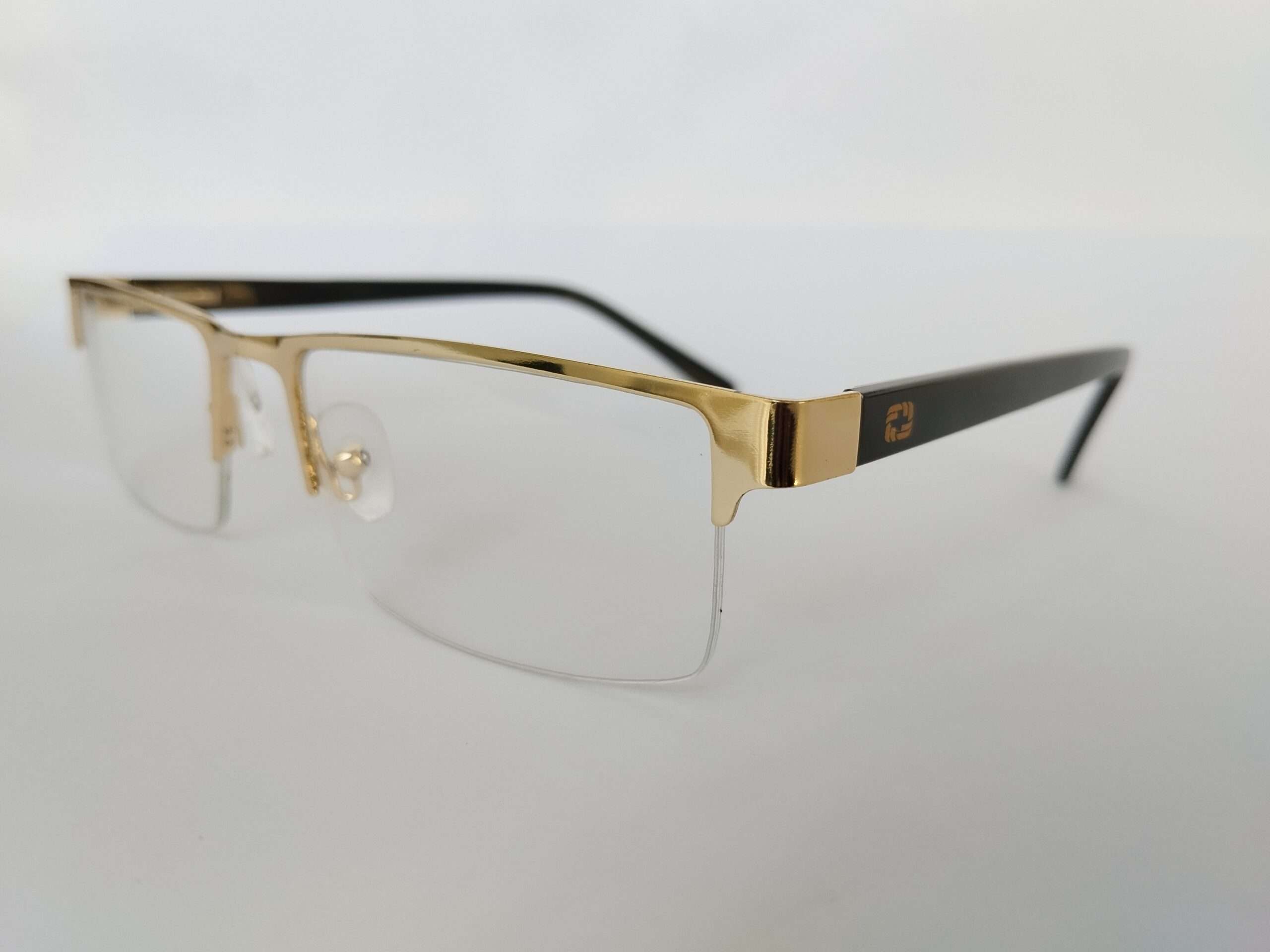 Gold half frame antiblue glasses with lightweight stylish design for men and women