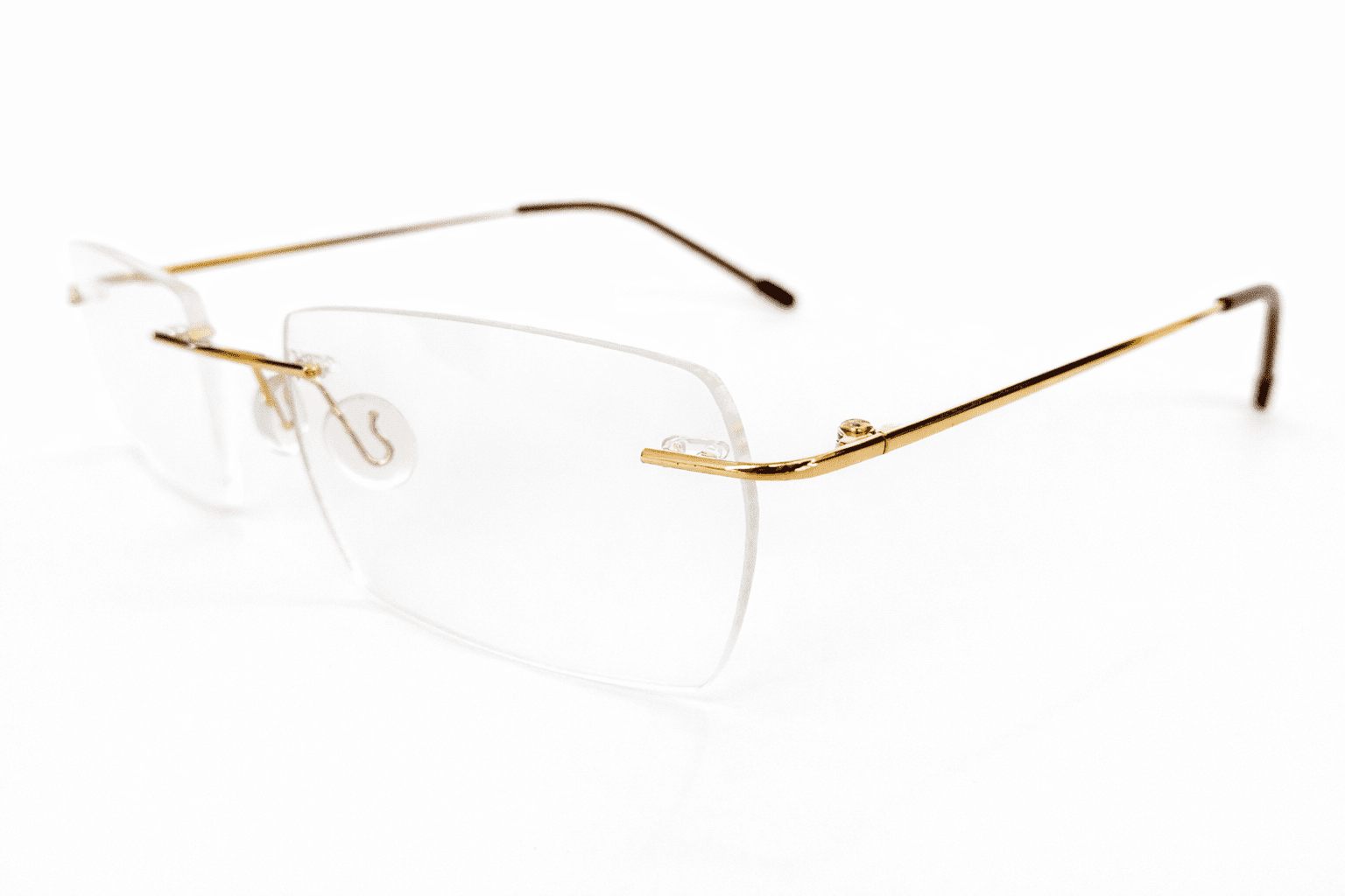 Gold frameless antiglare glasses with lightweight anti glare stylish design for men and women
