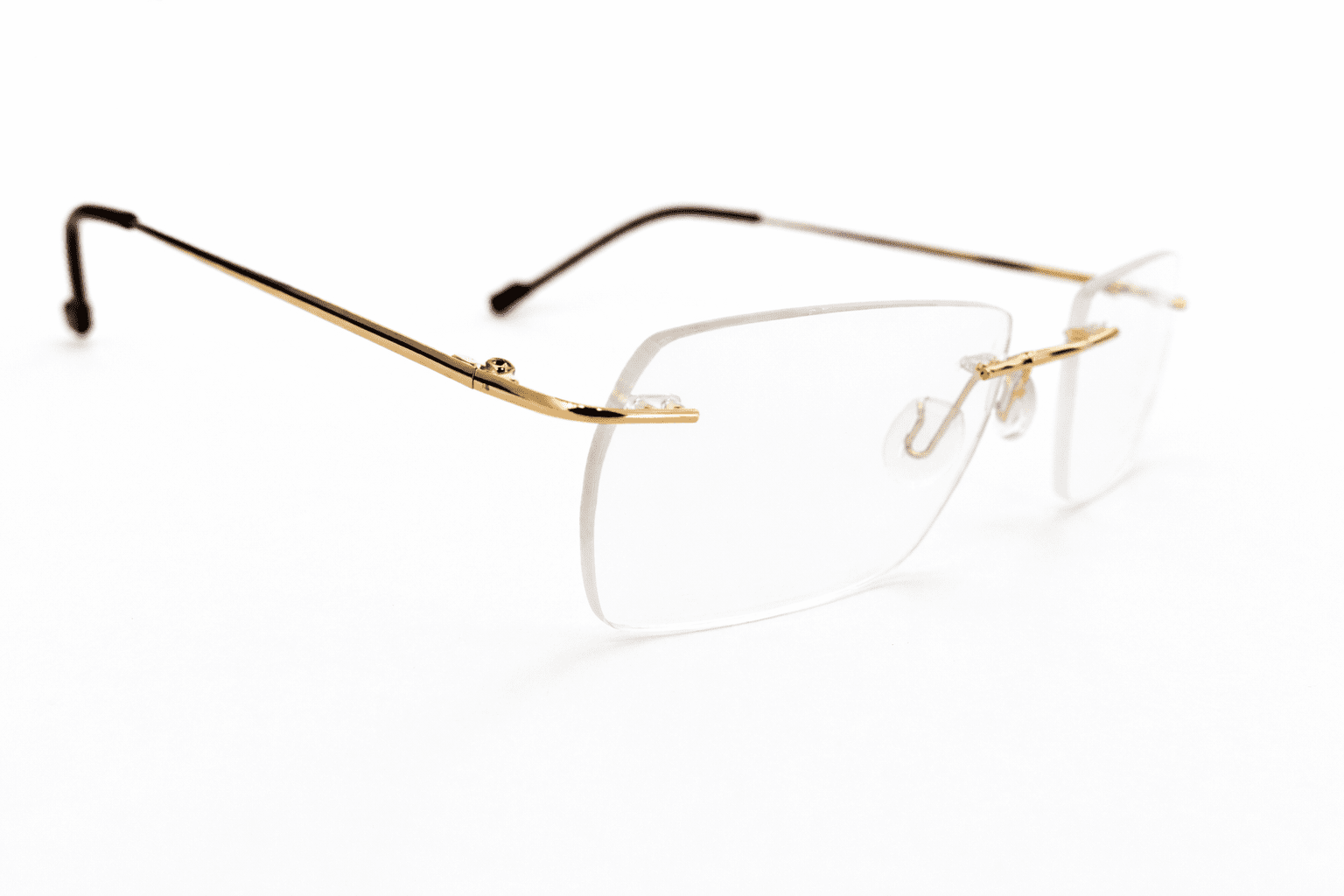 Elegant gold frameless eyeglass frames with lightweight premium design for men and women