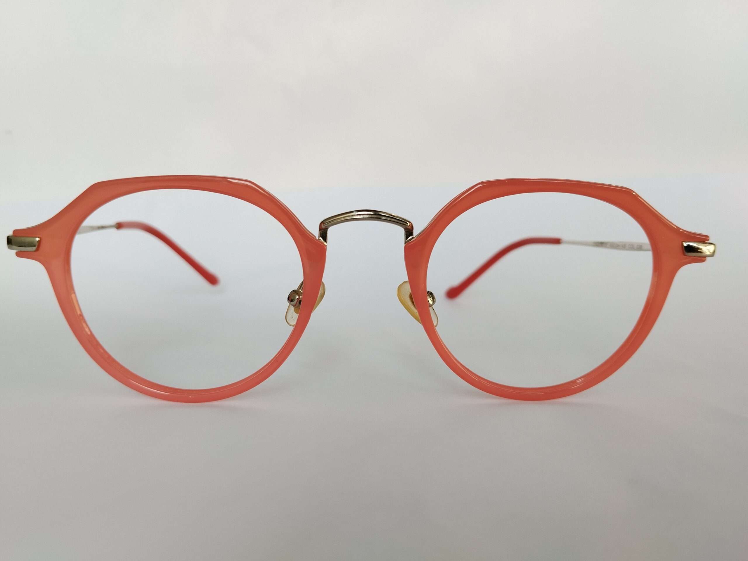 Pink octagon eyeglasses with lightweight geometric frame and stylish modern design