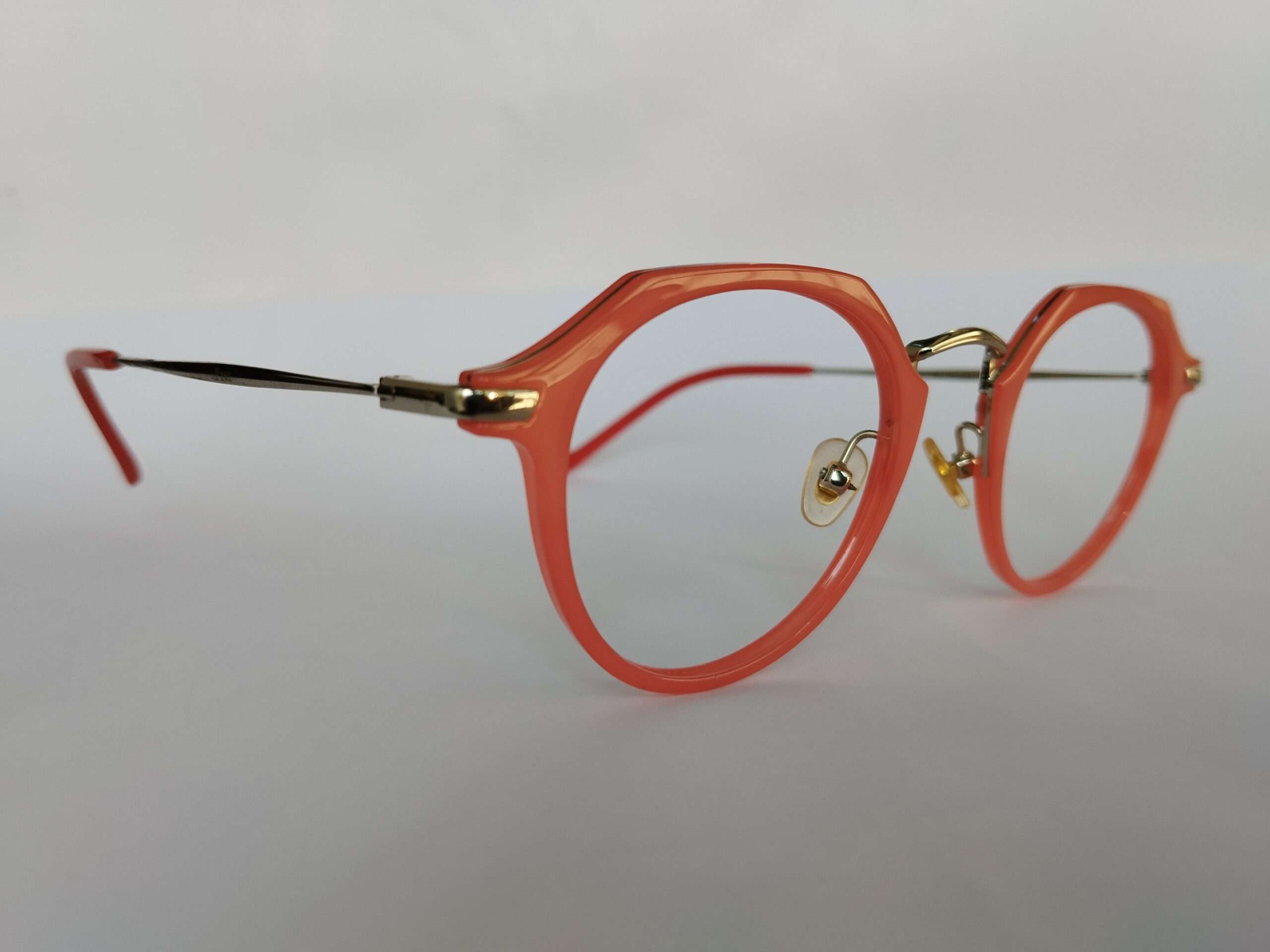 Light pink octagon eyeglasses frames with stylish geometric premium design for women