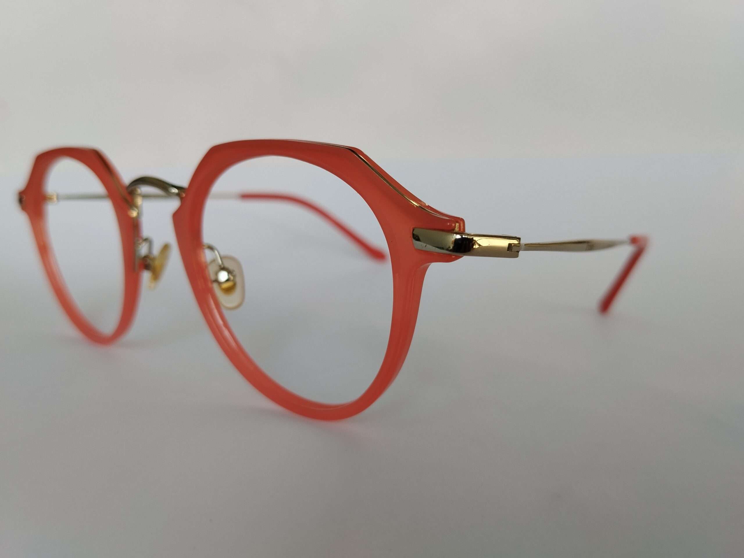 Light pink octagon eyeglasses frames with stylish geometric premium design for women