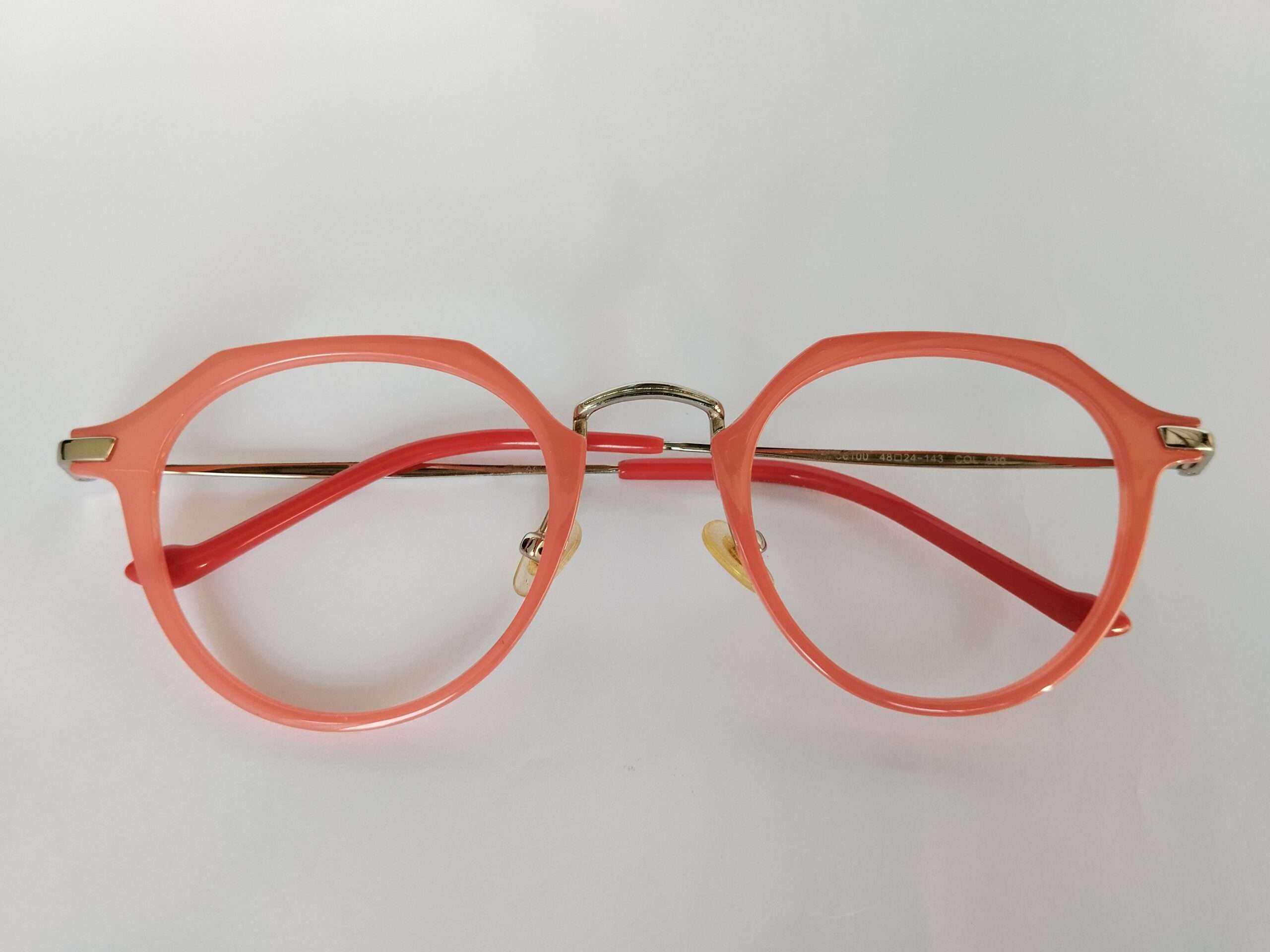 Pink octagon eyeglasses with lightweight geometric frame and stylish modern design