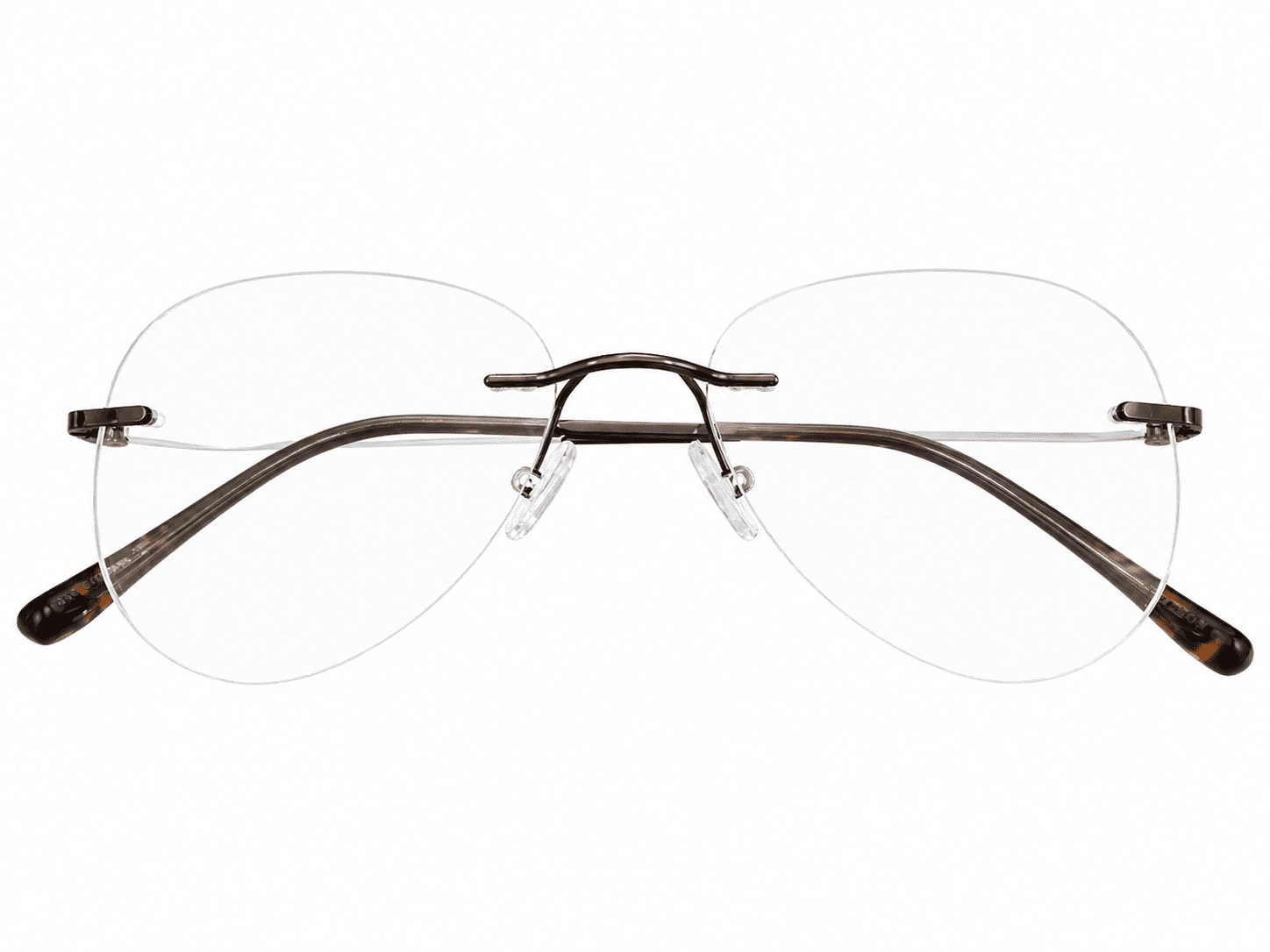 Aviator dark brown acetate frameless computer glasses with blue light protection and lightweight design