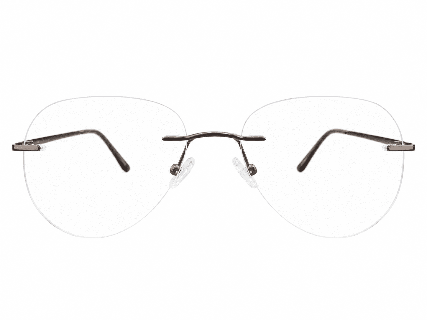 Dark brown black aviator rimless eyeglasses with lightweight modern design for men and women