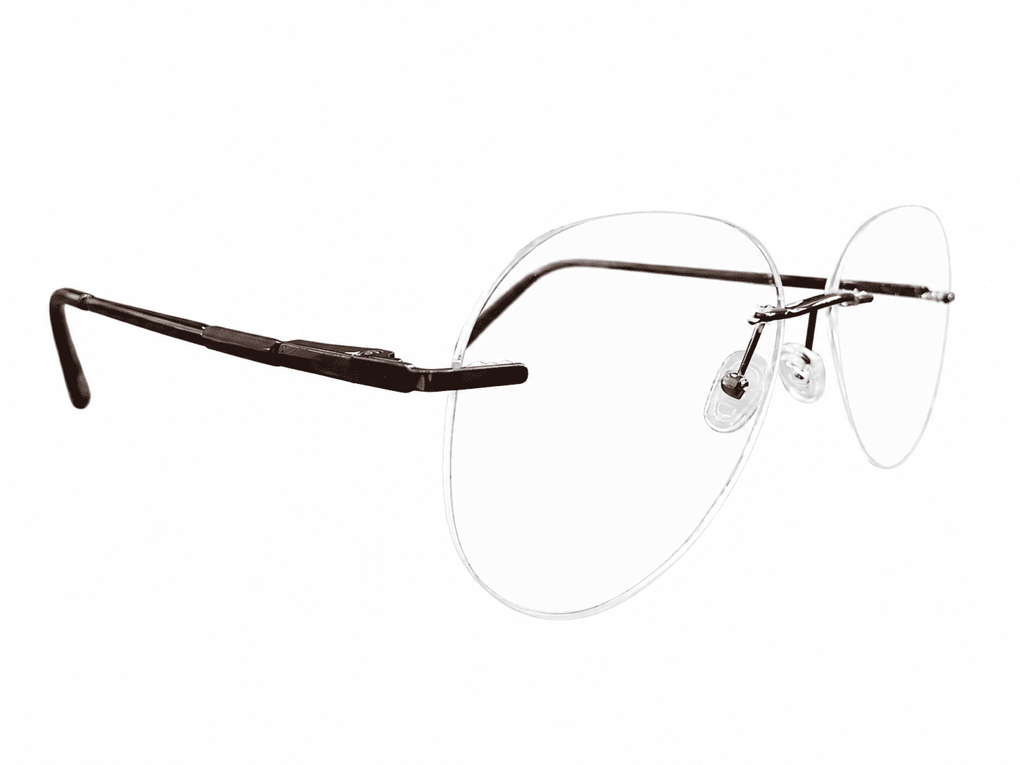 Frameless Dark Brown Aviator Eyeglasses - Image 4