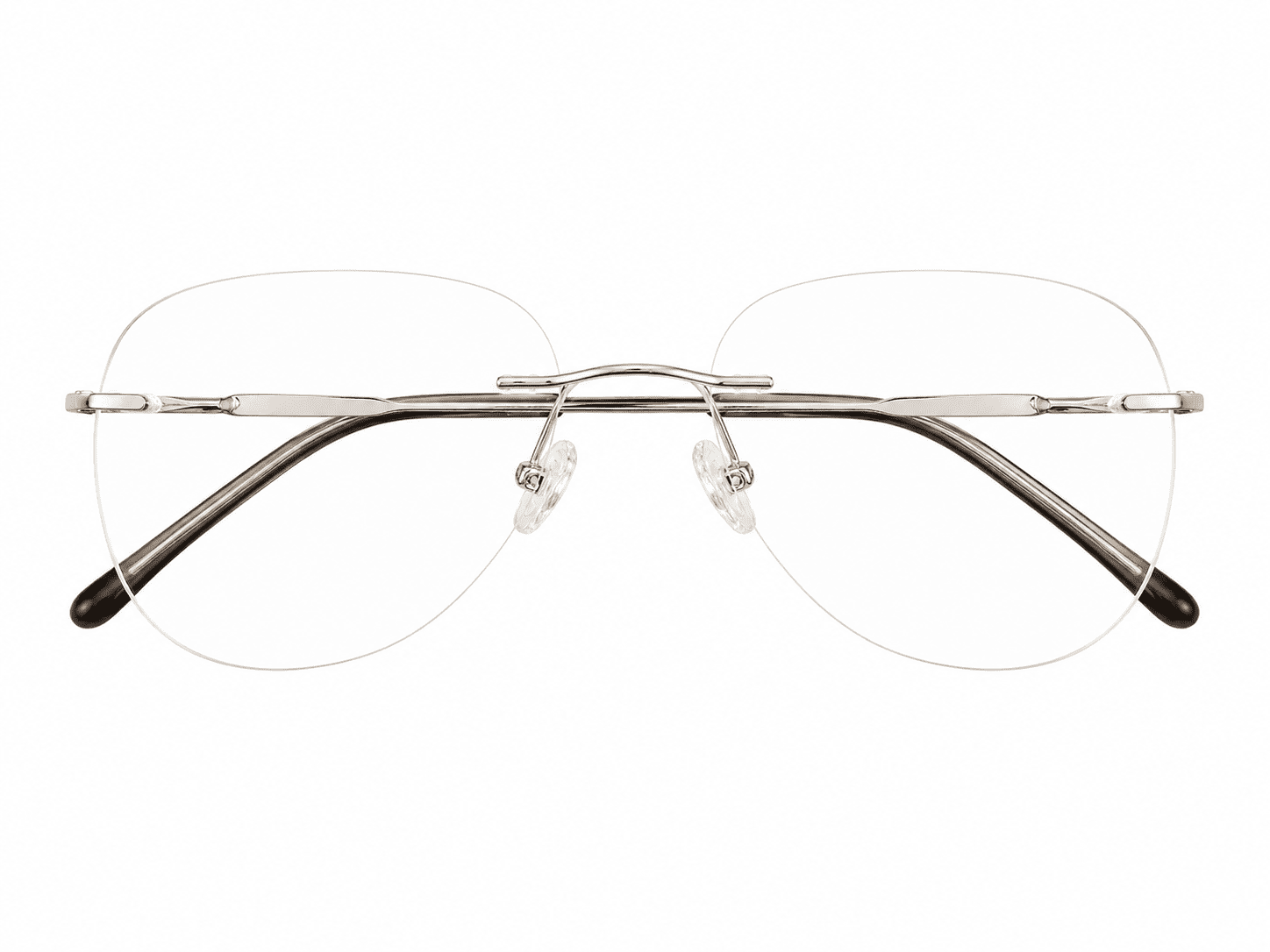 Rimless aviator silver tortoiseshell eyeglasses with lightweight modern design for men and women