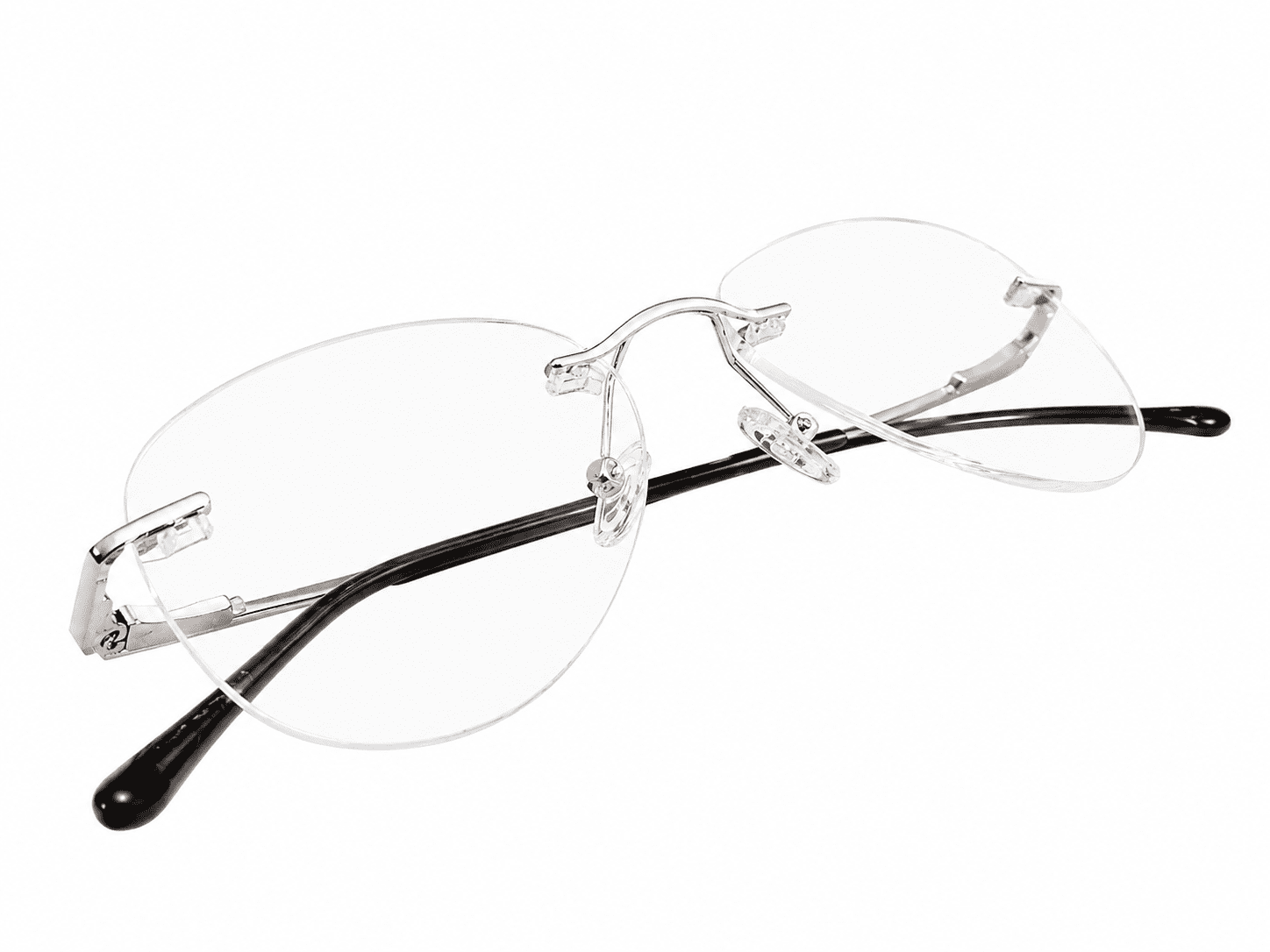 Frameless aviator silver tortoiseshell round bifocal reading glasses with lightweight modern design and clear reading lenses
