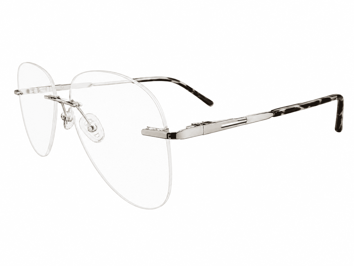Frameless aviator silver tortoiseshell round bifocal reading glasses with lightweight modern design and clear reading lenses