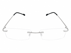 Frameless Silver Black Reading Glasses