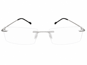 Frameless Silver Black Rectangle Computer Glasses