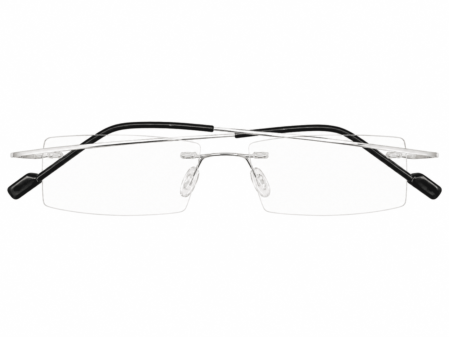 Soft edge silver black rimless frames with lightweight rimless design suitable for prescription lenses and everyday wear