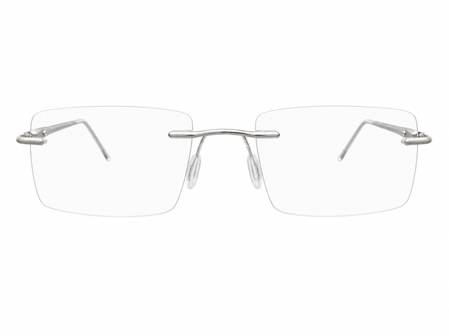 Frameless aluminum silver rectangle computer glasses with advanced digital protection and lightweight modern design