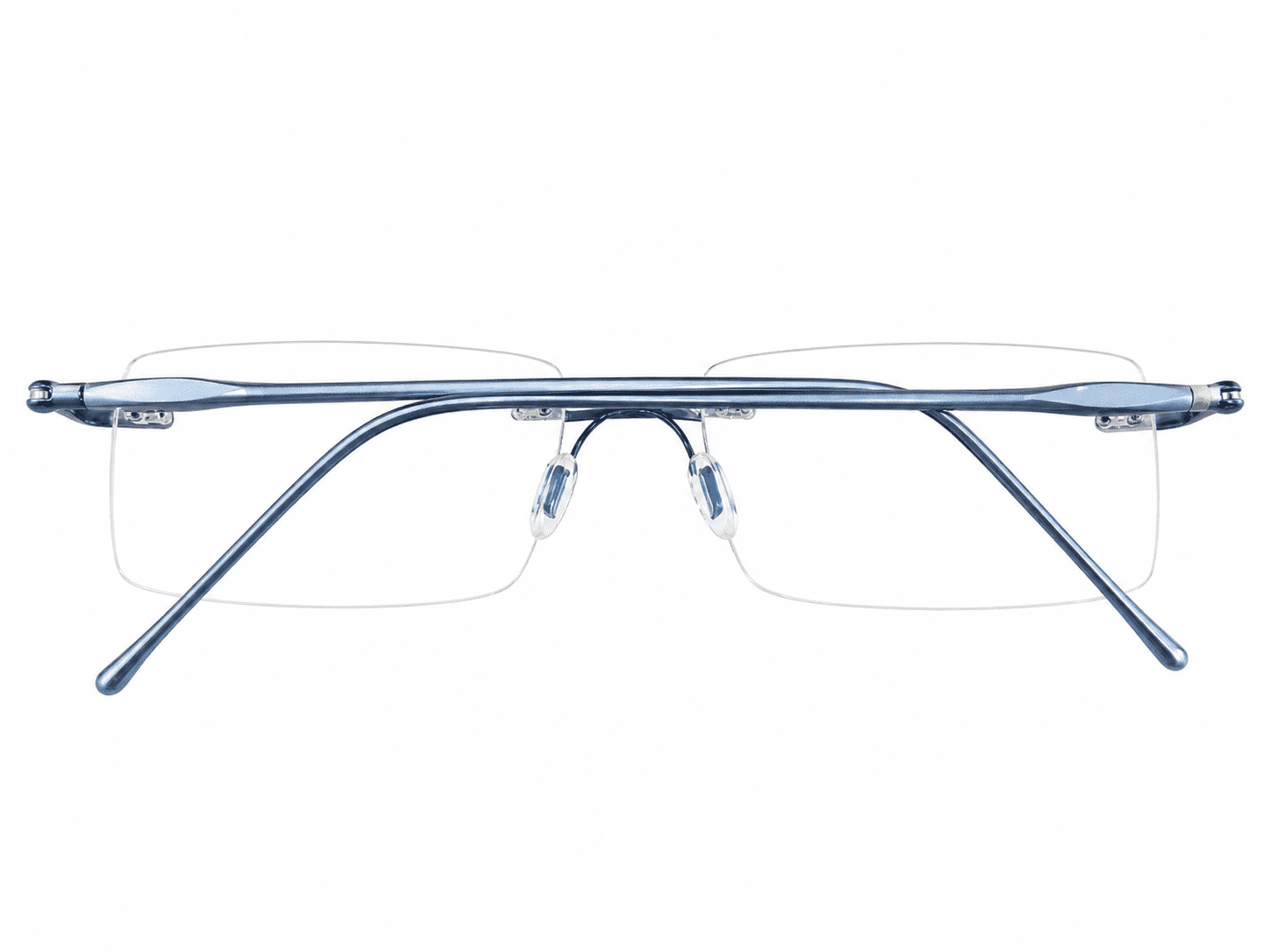 Frameless soft edge rimless rectangle frames blue with lightweight premium design suitable for prescription lenses and daily wear