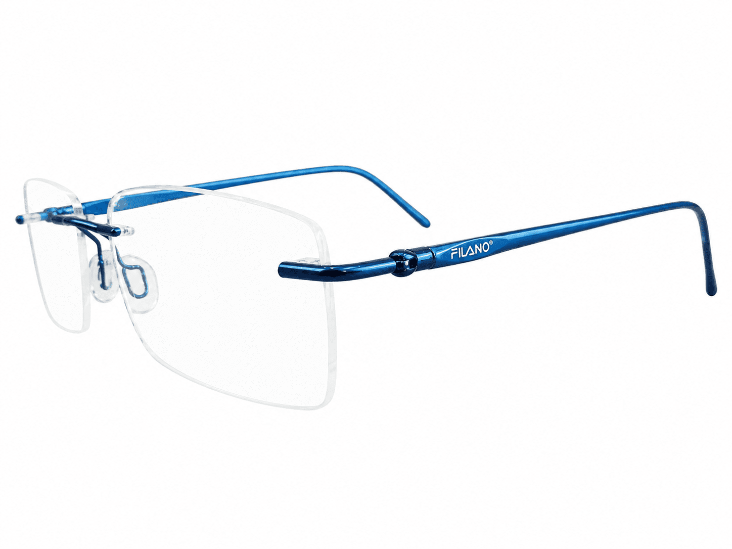 Frameless soft edge rimless rectangle frames blue with lightweight premium design suitable for prescription lenses and daily wear