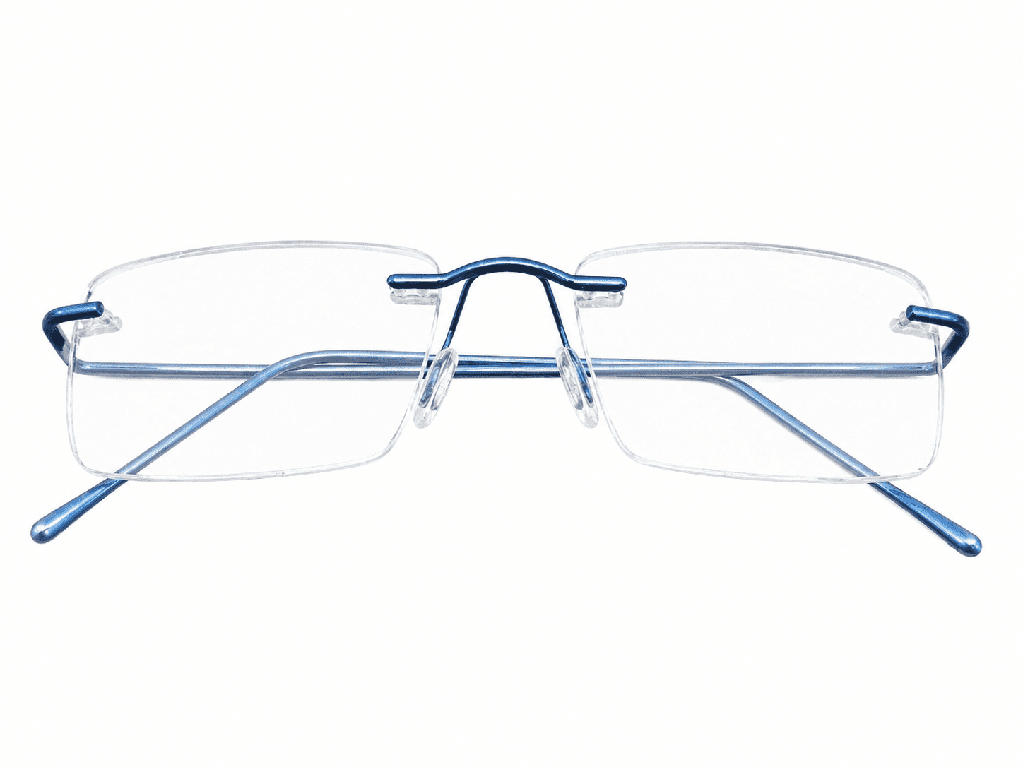 Aluminum blue frameless eyeglasses with lightweight modern design suitable for men and women