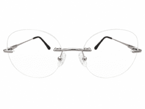 Frameless Silver Black Round Eyeglasses