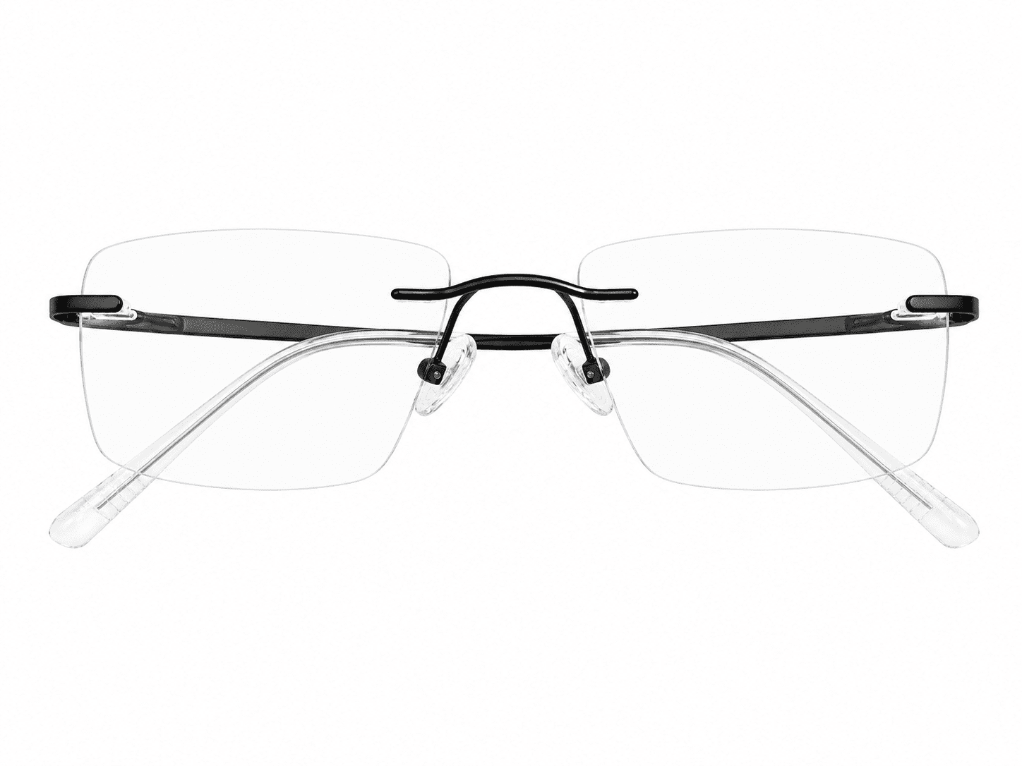 Frameless black rectangle computer glasses with advanced digital protection glasses and lightweight modern design