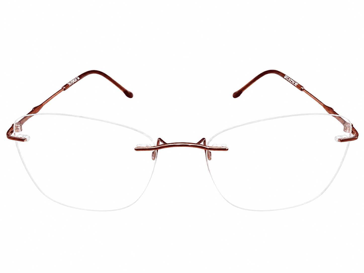 Frameless soft edge rectangle maroon eyeglass frames with lightweight premium design suitable for prescription lenses and daily wear